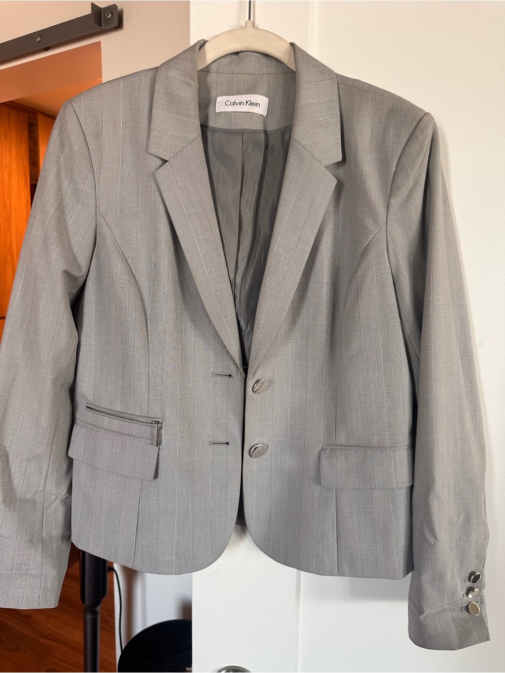 Calvin Klein Light Gray Pinstripe Women's Blazer